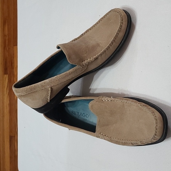 Sebago Mens Suede Loafer Shoes Slip-on Tan Leather...